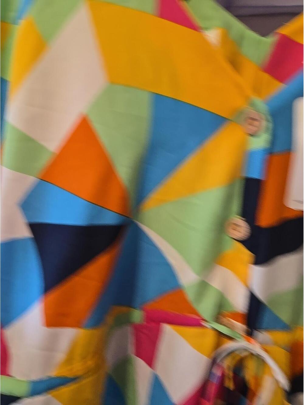 Nwt ces femme Betsy Boos Dress Button Colorful Geometric Large Jacque artsy - Picture 7 of 9